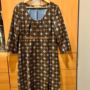 Boden Women’s Sz 12L lined Corduroy Tunic Dress - Blue / Brown